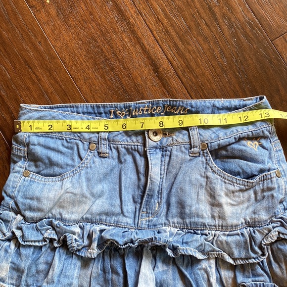 Vintage Justice girls ruffled denim jean mini skirt skort size 12 - Picture 8 of 8